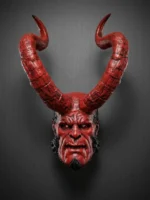 بک گراند دیوارکوب مجسمه پسر جهنمی نسخه شاخ دار Hellboy-فروشگاه اکسسوری صابی استور