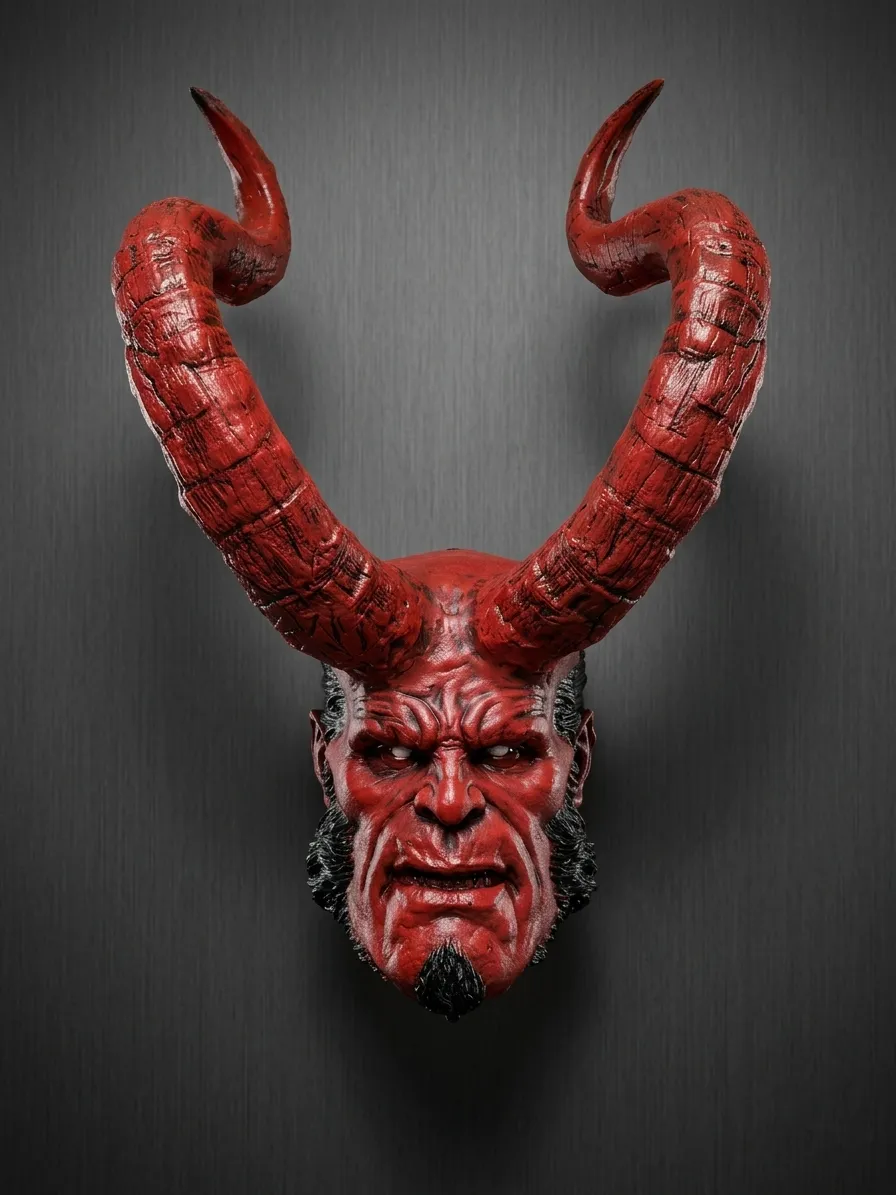 بک گراند دیوارکوب مجسمه پسر جهنمی نسخه شاخ دار Hellboy-فروشگاه اکسسوری صابی استور