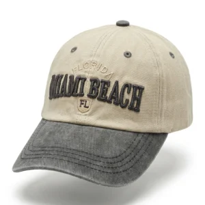 خرید کلاه کپ بژMiami Beach Florida-فروشگاه اکسسوری صابی استور
